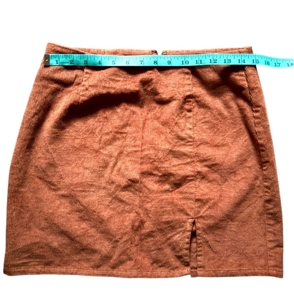 Aeropostale Burnt Orange Corduroy Front Slit Mini Skirt Size Medium - Image 5
