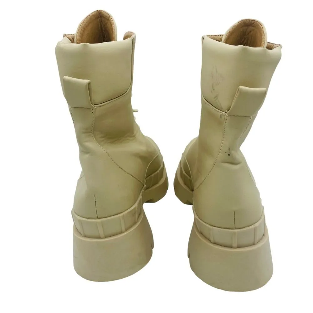 Nasty Girl Ecru Cream Chunky Combat Boots Women’s US Size 7 - Image 5