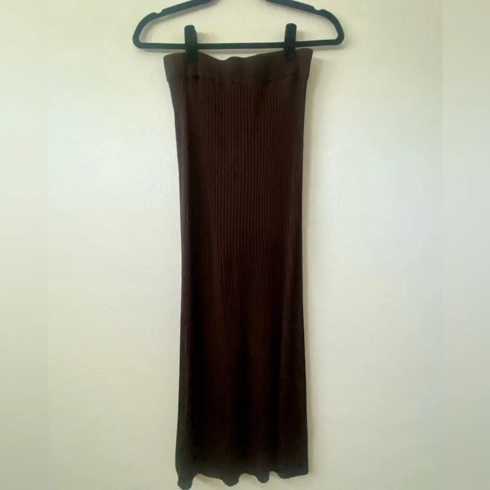 Ninety Percent Rib Split Front Midi Skirt Truffle Brown - Image 8