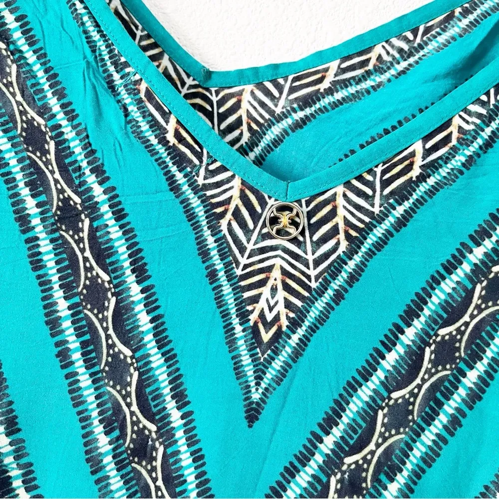 Vix Paula Hermanny Oversized V-Neck Swim Cover Up in Teal - Image 8