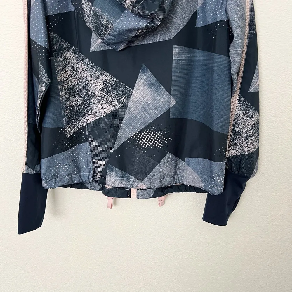 [ZYIA Active] Blue Pink Zip Up Hooded Windbreaker Jacket Thumbholes Size Small S - Image 6