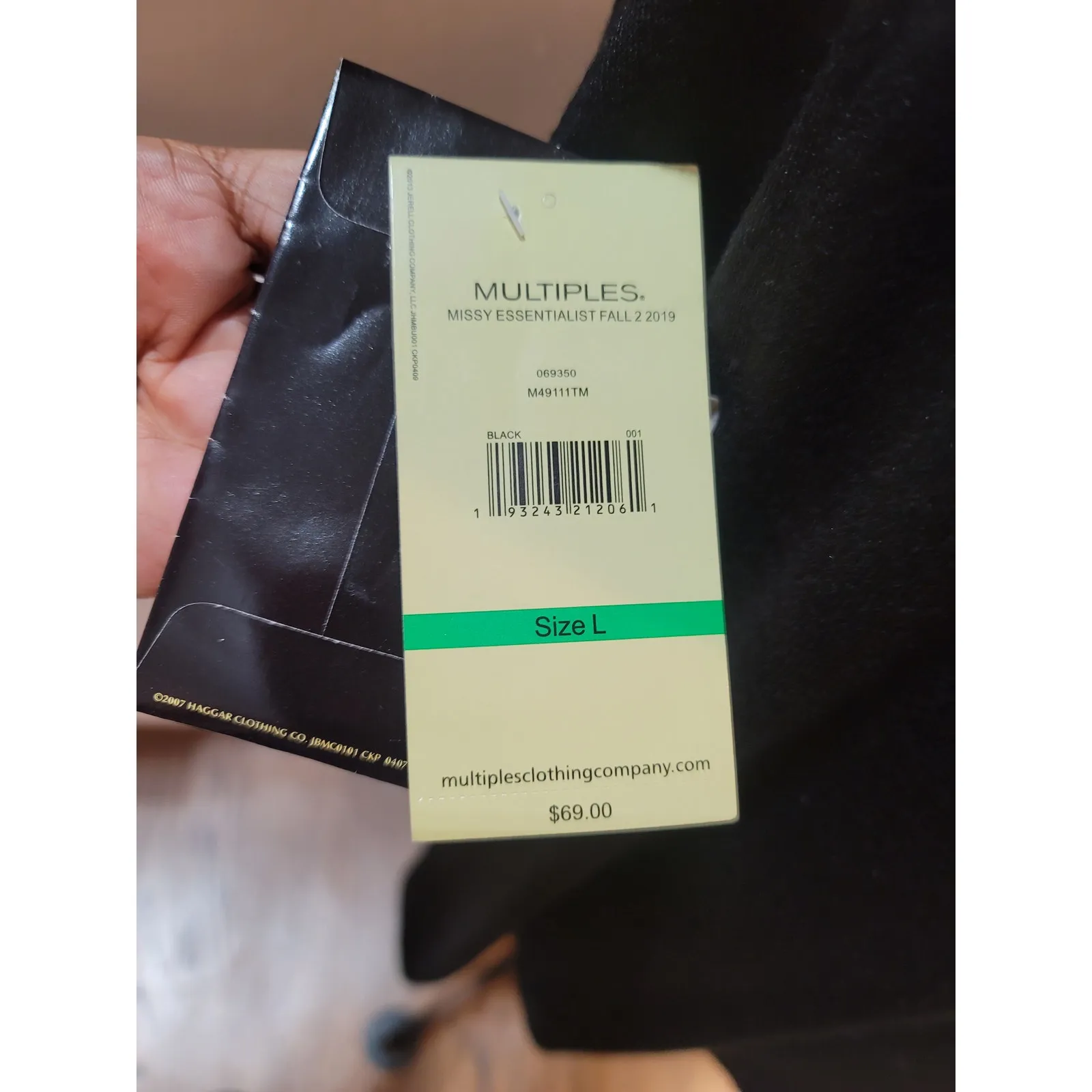 Multiples Sweater Women's Large Black Cowl Neck Long Sleeve Ruffle Hem Stretch - Image 9