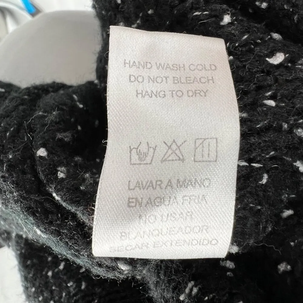 Doe & Rae Speckled Turtleneck Sweater Black White Size Large - Image 11