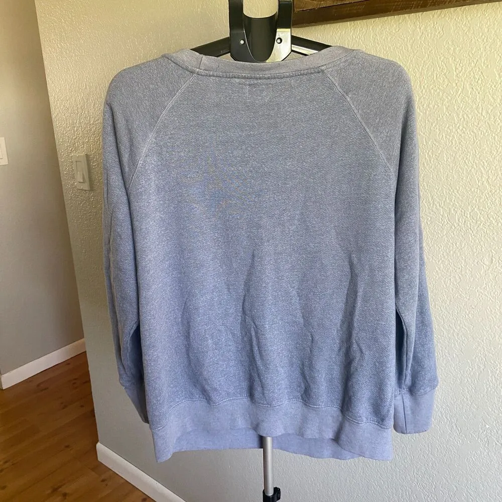 Sundry by Anthropologie Mosley Embroidered Sleeve Pullover Sweatshirt Cozy 3/L - Image 3