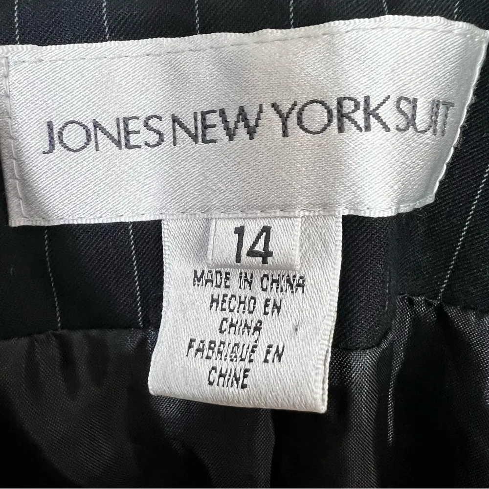 JONES NEW YORK SUIT Woman Black Gray Striped Blazer Jacket Size 14 - Image 8