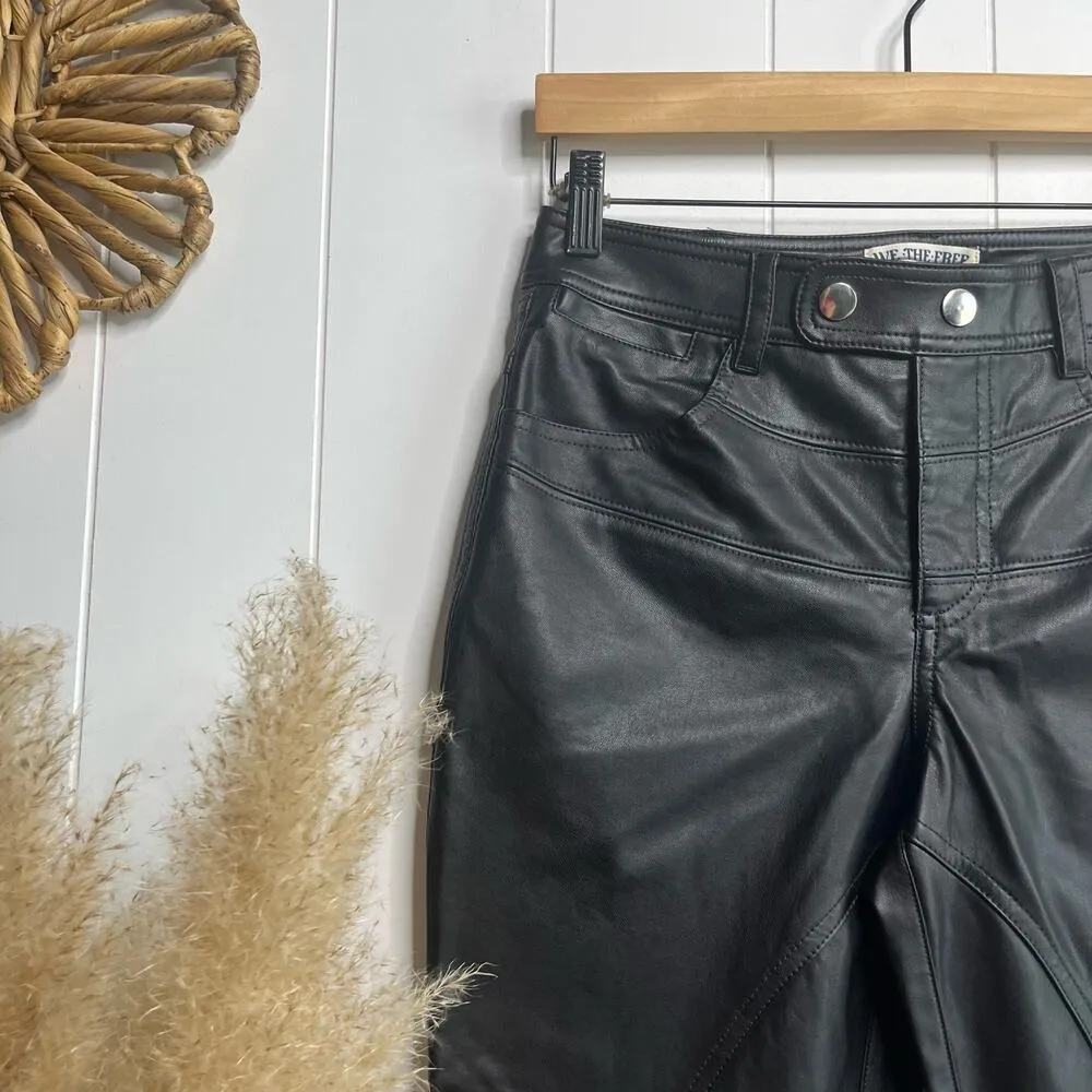Free People pants vegan leather moto boho - Image 2