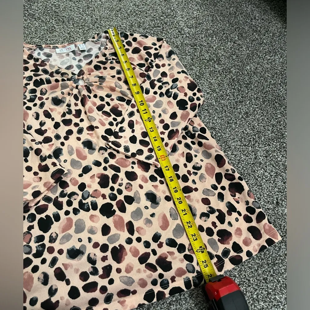 Denim & Co. Blush Pebble Printed Heavenly Jersey 3/4 Sleeve O - Image 5