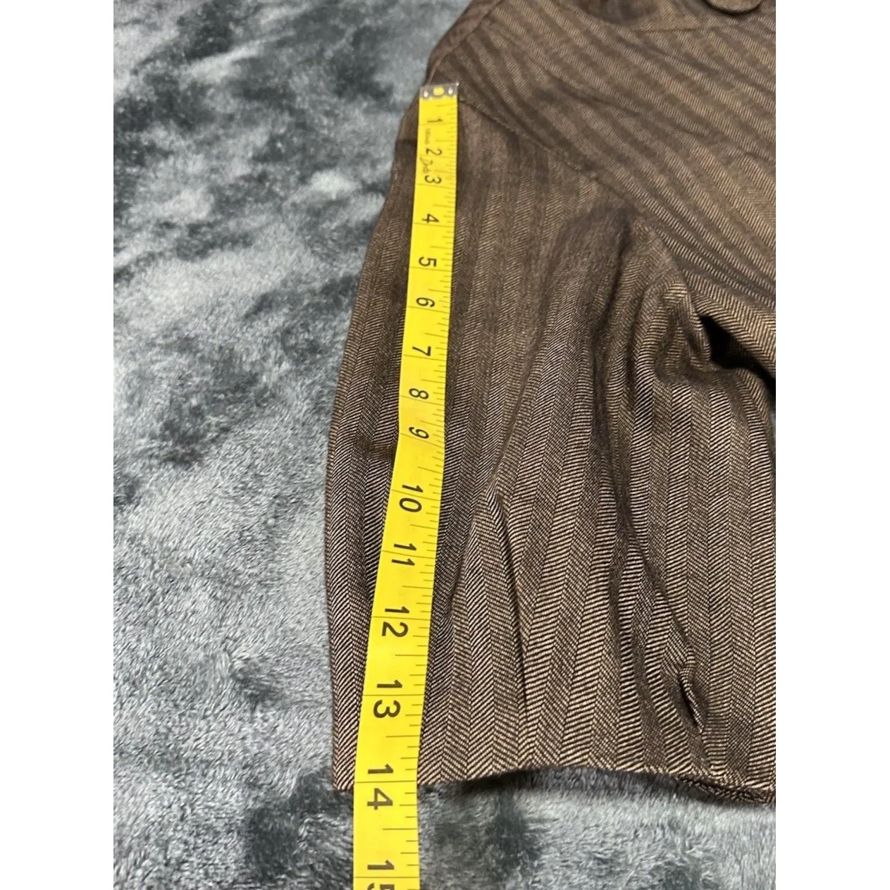 GIANNI BINI Brown Tweed Wool Blend Elbow Sleeve Jacket Size M - Image 12