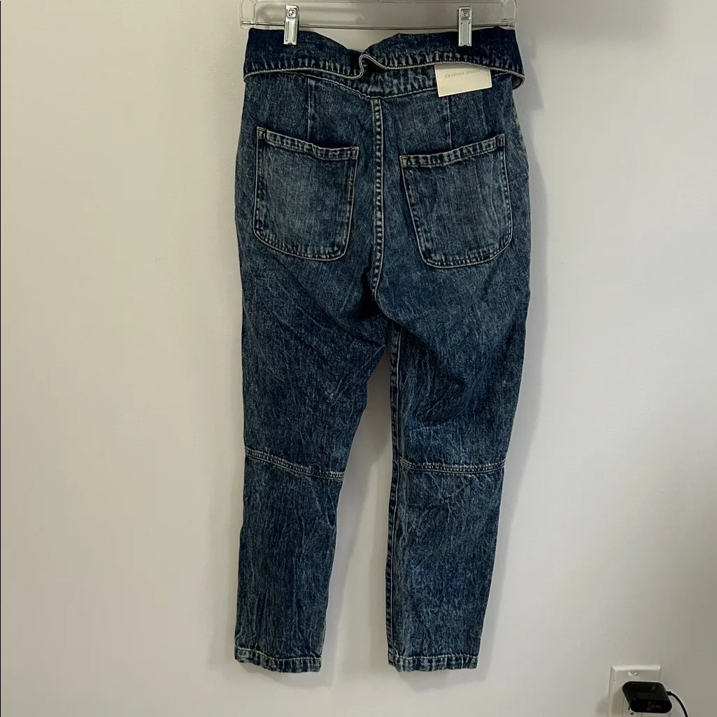 Jonathan Simkhai Standard Henley Tie Waist Straight Jeans Mulholland Wash Size 27 - Image 4