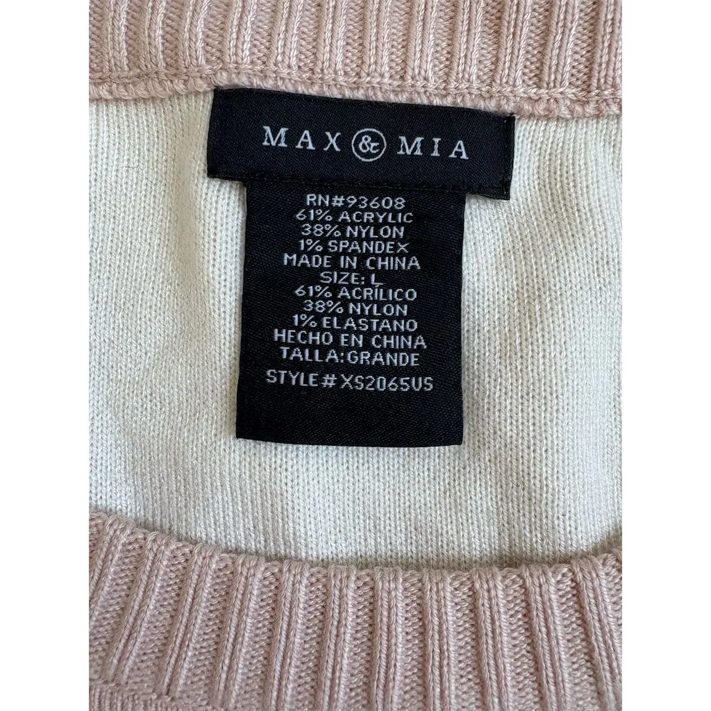 Max‎ & Mia Women's Pink Crew Neck Pullover Sweater Size L Casual Knit - Image 3