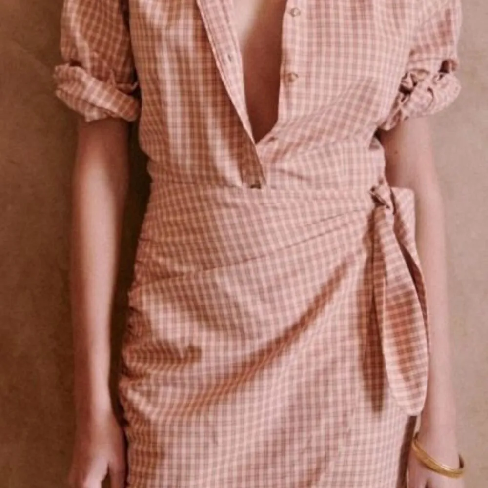 Sézane Women’s Jamey Robe Linen Blend Wrap Shirt Mini Dress | 36 (4) | Rose Pink - Image 4