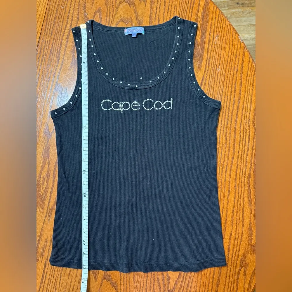 Vintage Y2K Cape Cod Tank Top Black With Rhinestones Size XL - Image 8