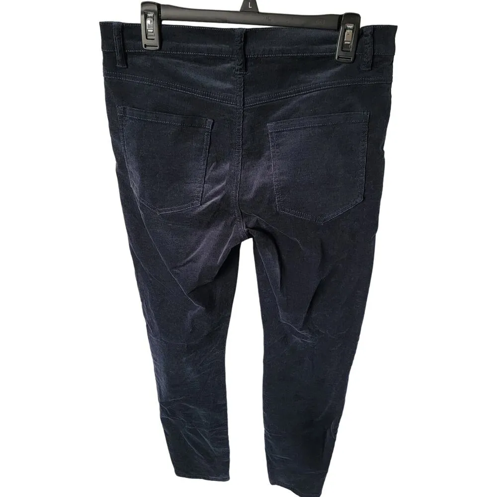 CAbi Dark Navy Blue Ribbed Corduroy Mid Rise Stretch Classic Skinny Jeans Size 8 - Image 9