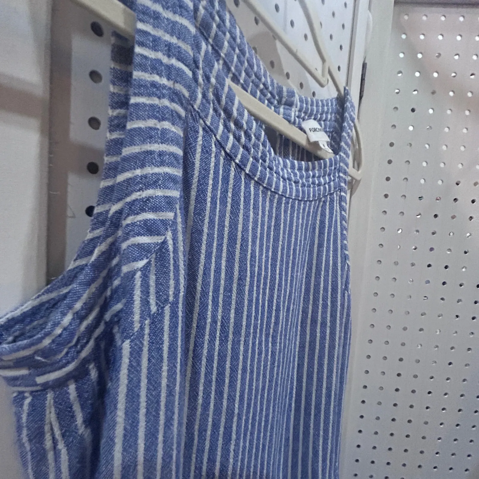 FORCYNTHIA Blue White Stripe Sleeveless Button Front Knee Length Dress Size M Size M - Image 3