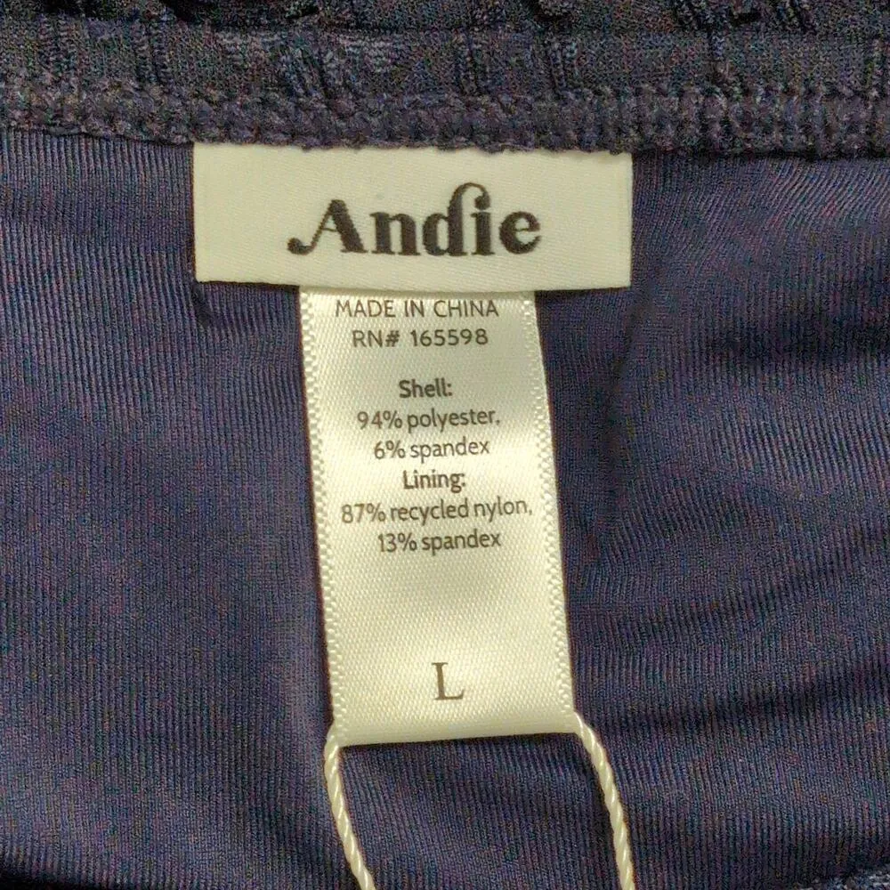 Andie Amalfi One Piece Navy Blue Eyelet Scoop Neck Adjustable Straps Swim L New - Image 5