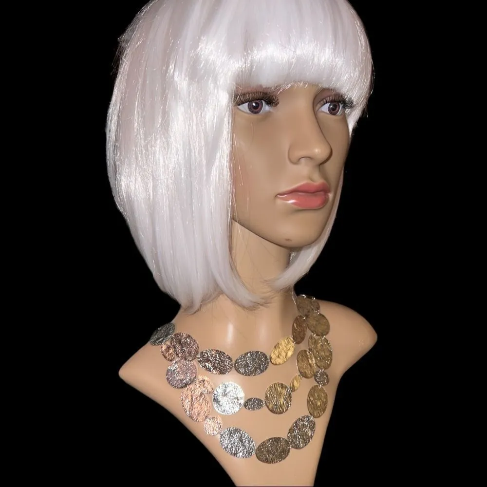 Nwot pretty silver hammered look triple necklace - Image 5