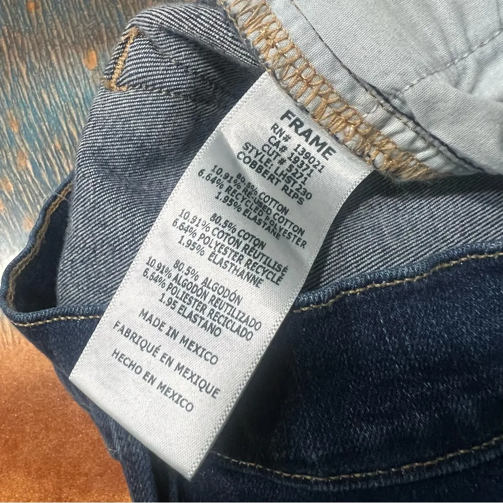 Frame  Le High Straight Distressed chewed hem Denim Dark wash jeans size 29 - Image 8