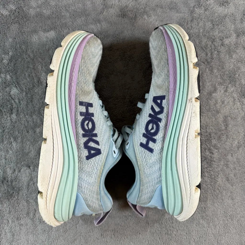 Women’s 5.5 HOKA ONE ONE Gaviota 5 Running Shoe Airy Blue Sunlit Ocean - Image 5