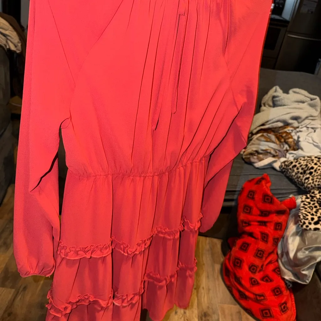 JODIFL Vibrant Rusty Red Pleated Dress Indie Hobo Size Small NWT - Image 9