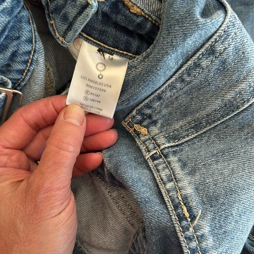 Insane Gene Blue Denim Overalls. Size medium. Straight leg. Blue - Image 7