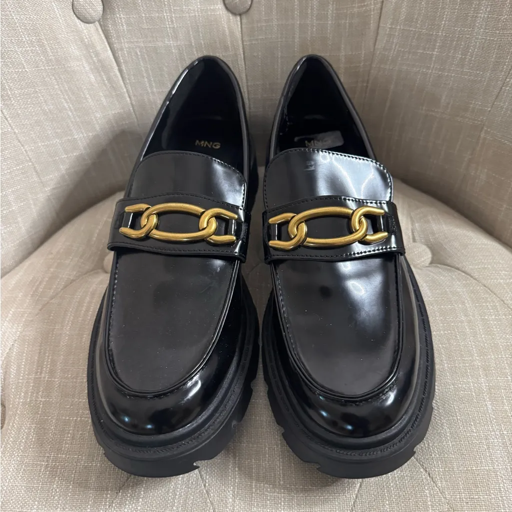 Mango Black Loafers with Gold Accent - Image 4