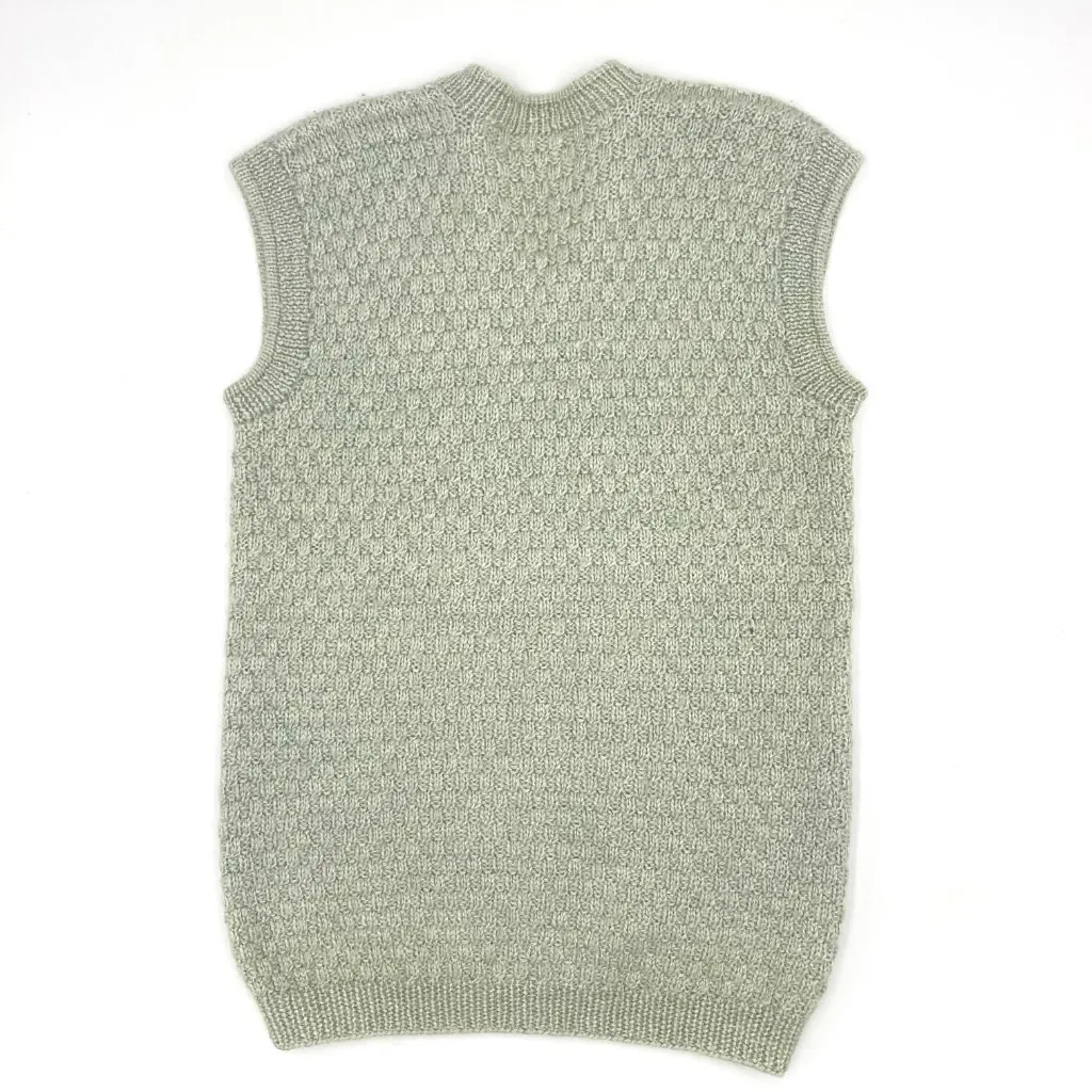 Handmade Sweater Vest‎ Long Sleeveless Pale Green V-Neck Knit Light Academia Top - Image 8