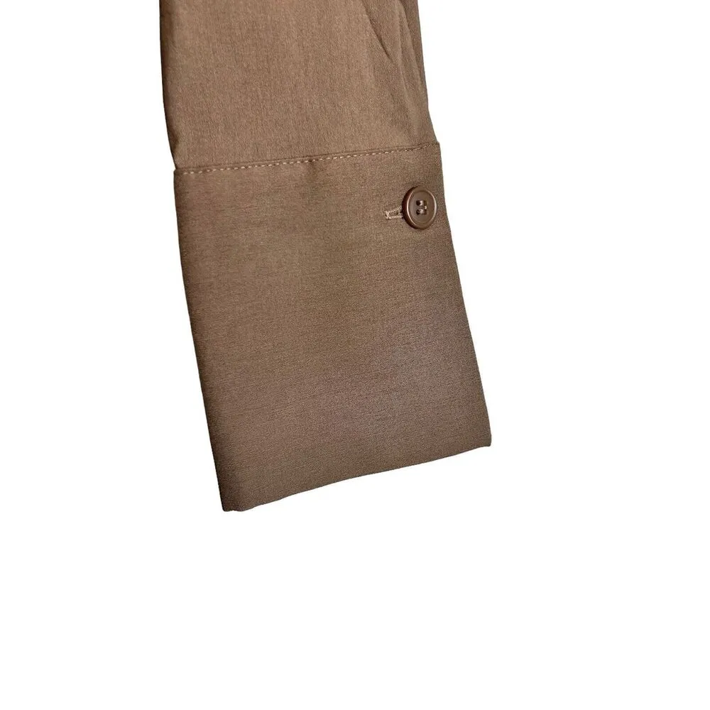 Zara Shirt Dress Womens Small Brown Ruched Sides Collared Long Sleeve Mini - Image 3