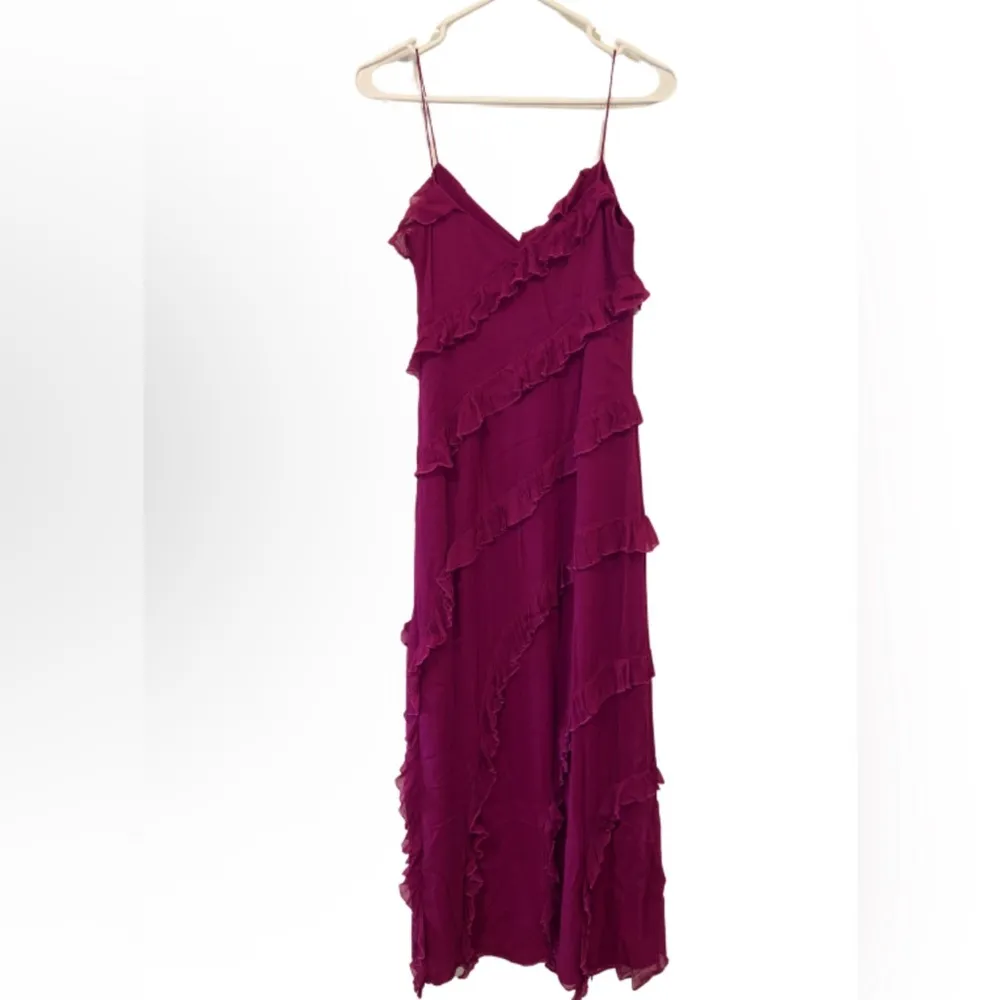 Amur Chara Ruffle Evening Gown in Purple Sangria Size 2 - Image 5