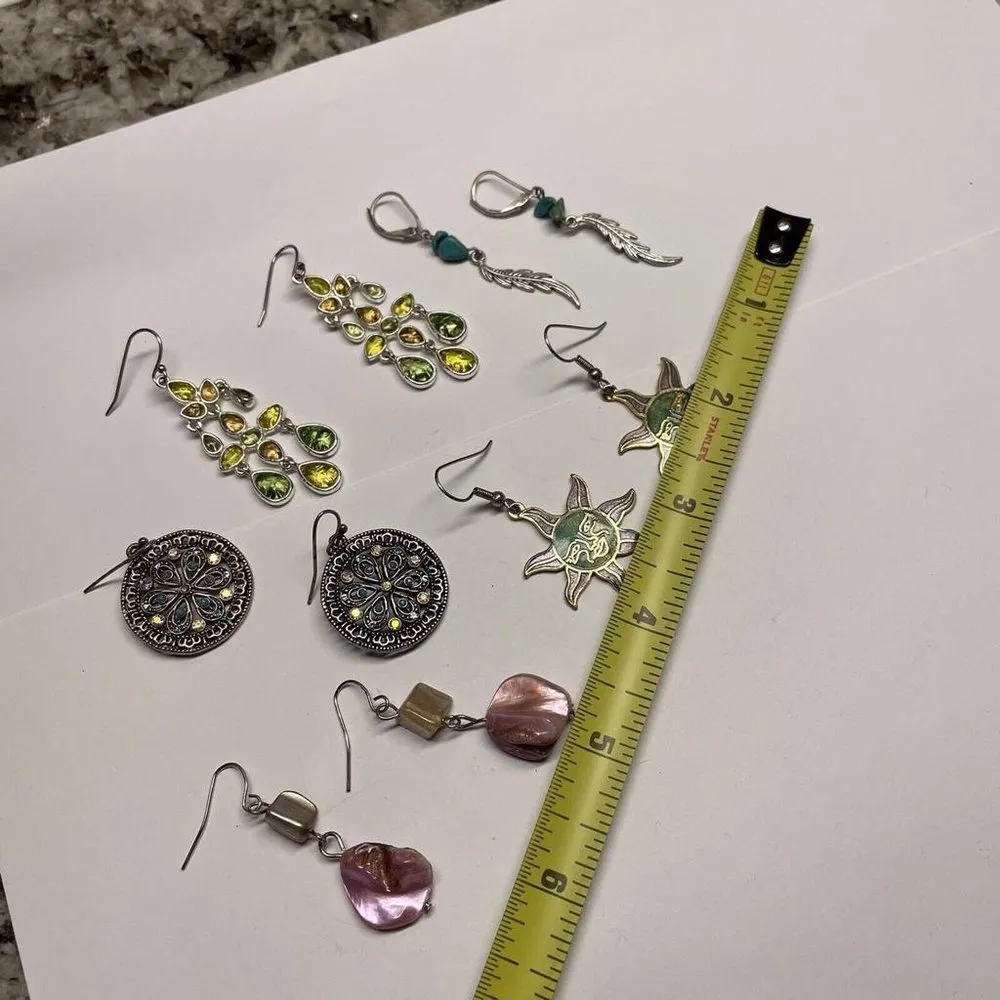 Lot Of 5 Costume Earrings Pierced Dangle Drop - 1 Signed LC (Liz Claiborne) - Image 11