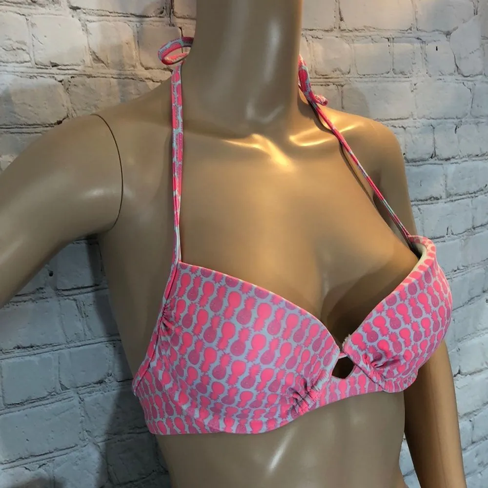 Xhilaration Green & Pink Halter Tie Bikini Top S - Image 4