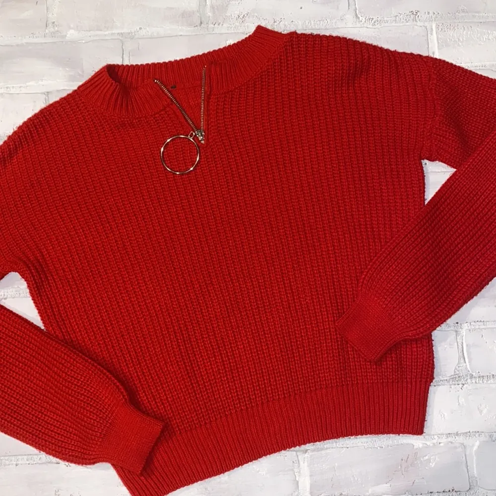 Primark chunky knit red zip sweater - Image 7