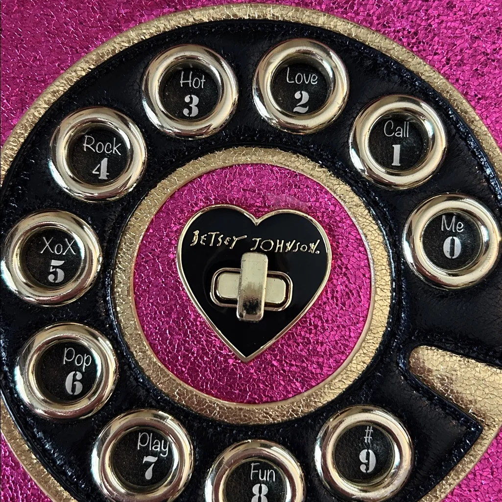 Betsey Johnson Hotline Retro Phone Crossbody bag in metallic fuchsia OS - Image 13