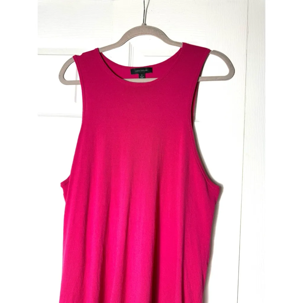 Ann Taylor Fuchsia Pink Sleeveless Hi-Low Knit Sweater Dress Size XL - Image 6
