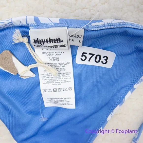 NEW Rhythm. Leila Tie Side Hi Cut Pant in Whisper Blue, size L Blue Size L - Image 10