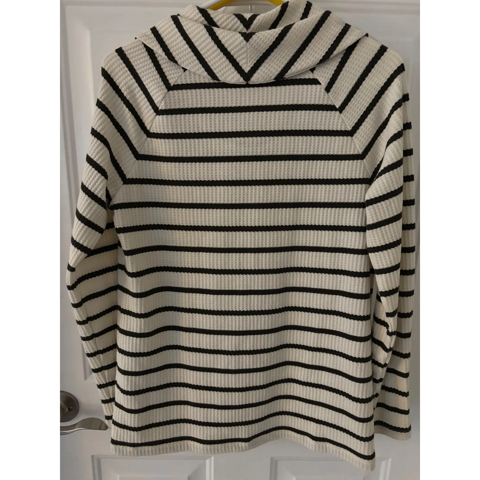 Talbots Petite Waffle Knit Cowl Neck Striped Pullover Top,‎ MP - Image 3