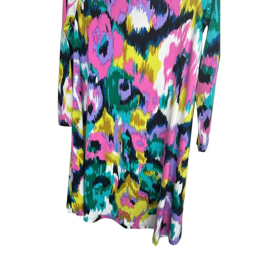 Tori Richard Honolulu Tunic Dress Multicolor Pullover Abstract 3/4 Sleeves XS - Image 11