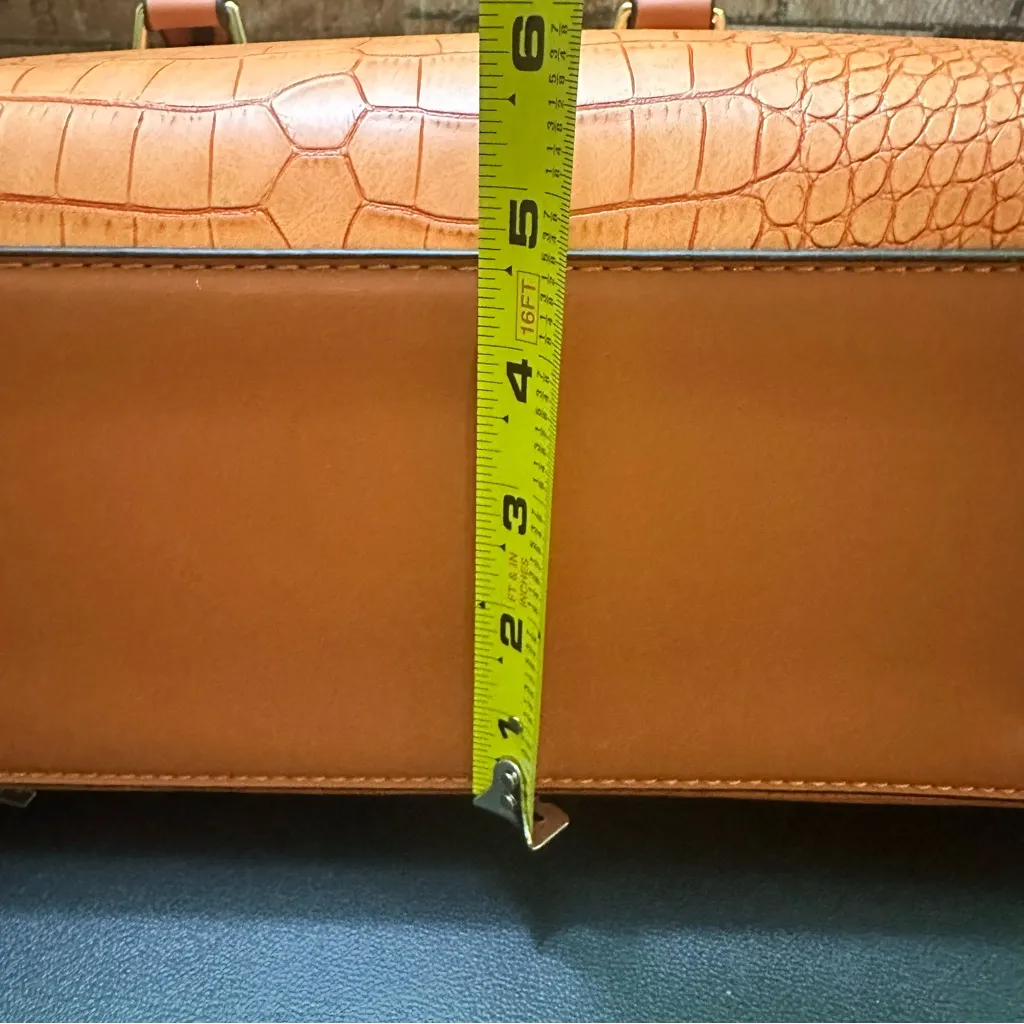 LA TERRE FASHION Luxurious Tan/Orange Shoulder Bag Orange - Image 10