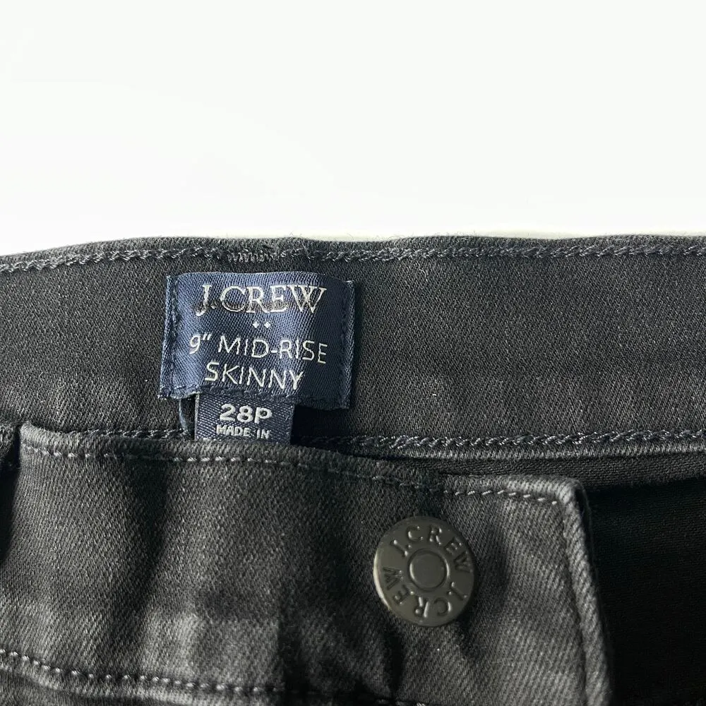 J.Crew Factory Petite 9" Mid Rise Black Skinny Jean signature stretch Black 28P - Image 5