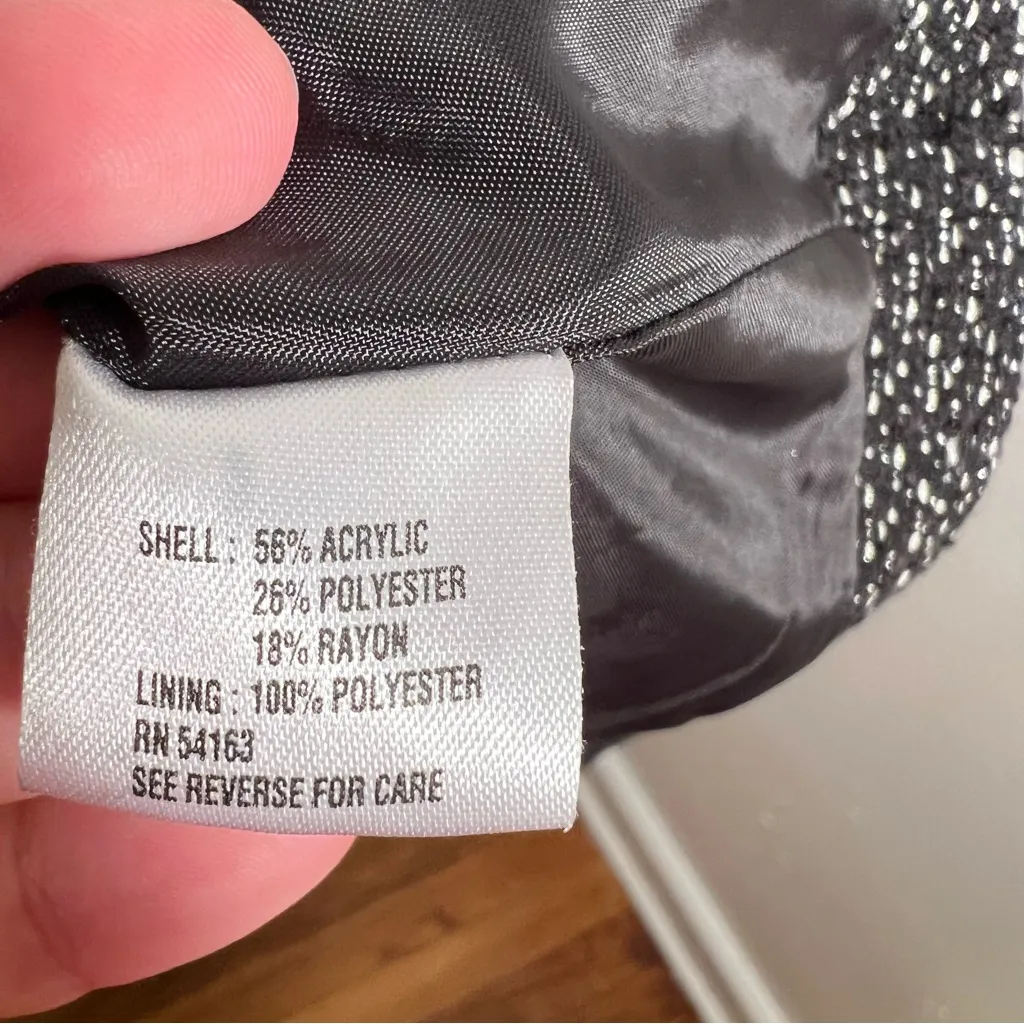 Calvin Klein Tweed Blazer Black Silver Metallic 14 - Image 9