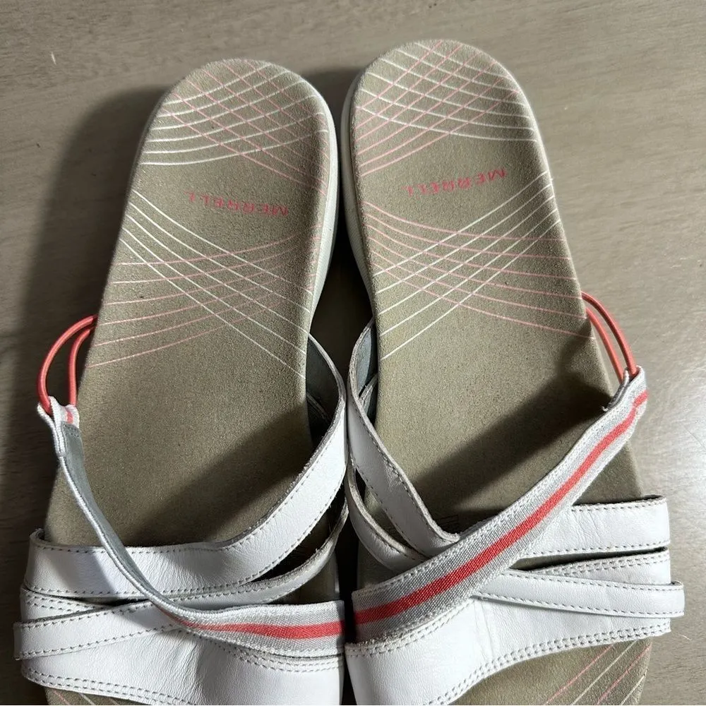 Merrell Womens Camellia White Leather Cayenne Strip‎ Slides Slip On Sandals - 11 - Image 11