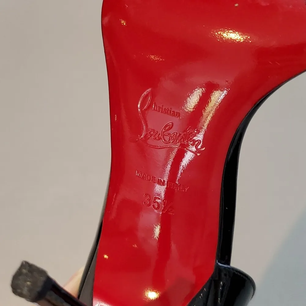 New Christian Louboutin Black Patent Leather Toboggan - Image 5