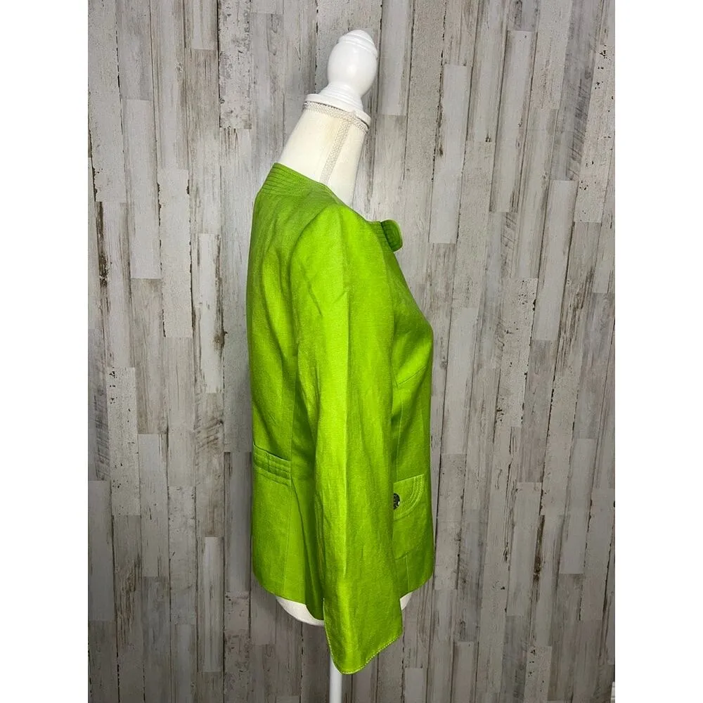 Alex‎ Marie Women's Lime Green Jacket Silver Buttons Size 6 Casual - Image 2