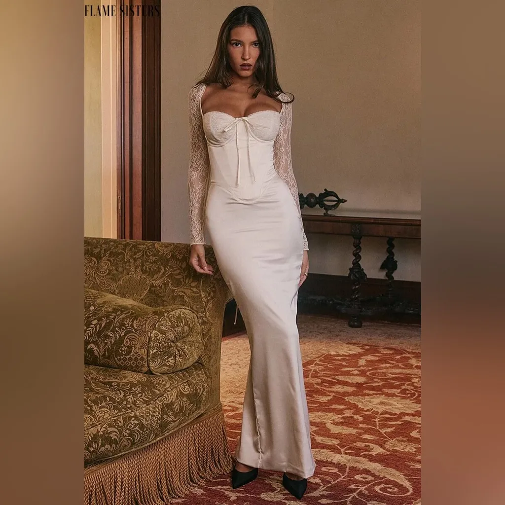 House‎ of CB 'Perdi' Vintage Ivory Satin Maxi Dress NWOT Size M A-C - Image 15