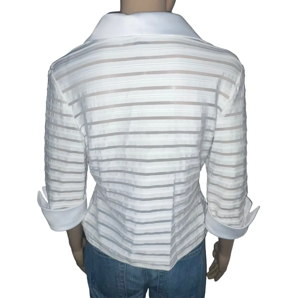 JS Collections  sheer stripe zippered top - Image 4
