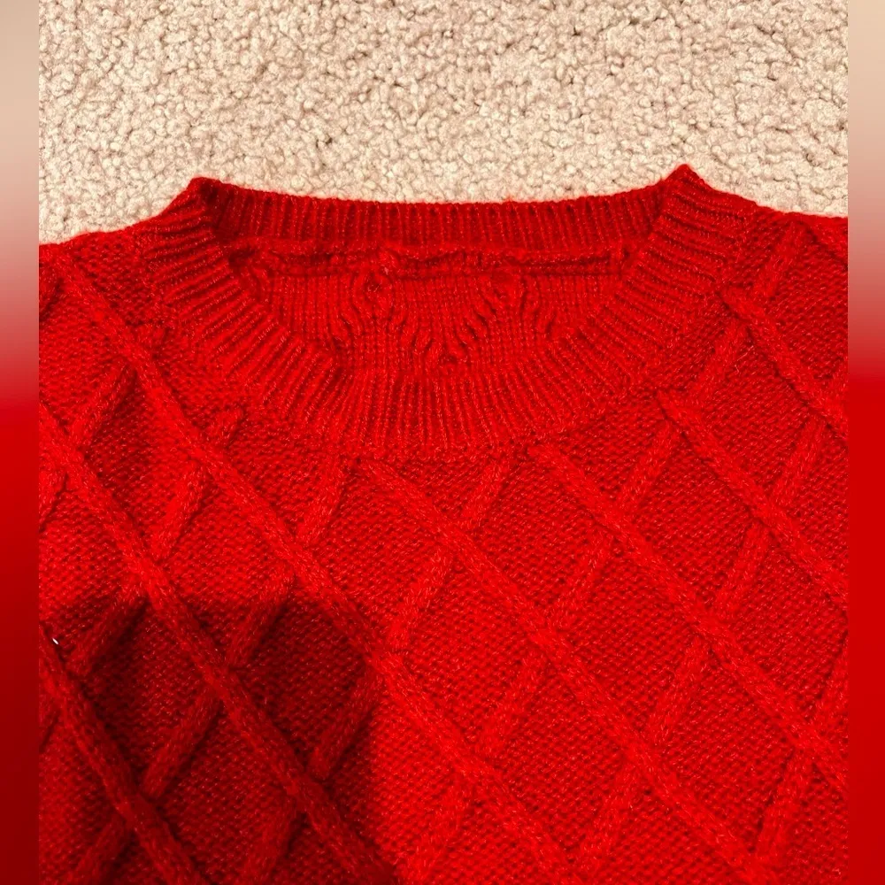 Women's ( Youth) Korean Fashion Y2k 3/4 sleeve Cable Knit Sweater White Size undefined - Image 2