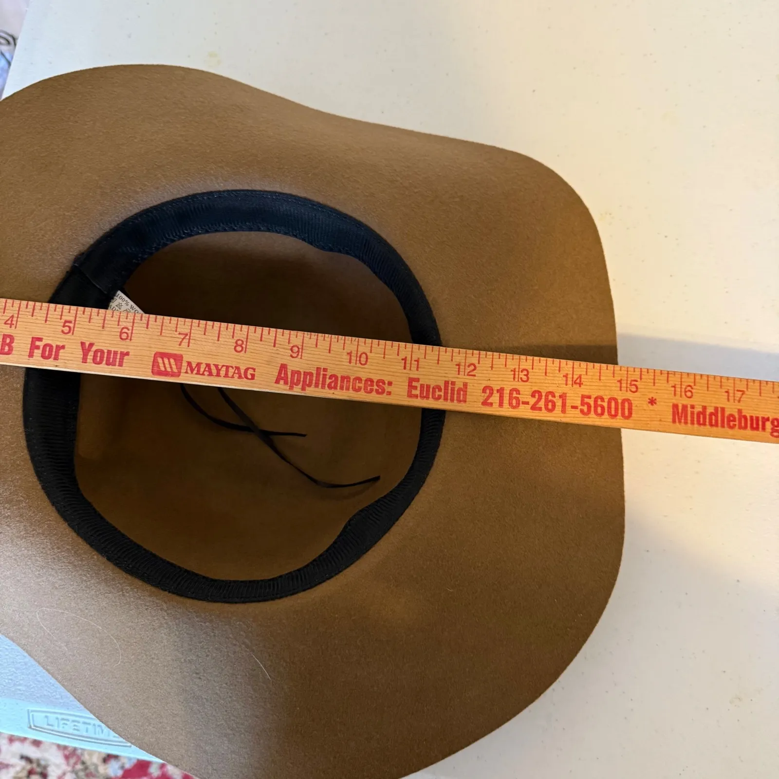 Wool Floppy Hat with Tie Brown‎ Cloche Wide Brim Elegant Fall Hat Boho Wide Tan Brown - Image 6