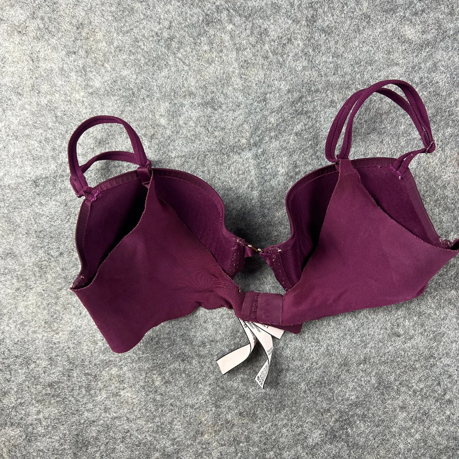 Victoria Secret Lined Demi‎ Maroon Plum Bra with Metal Gold V Size 32D - Image 2