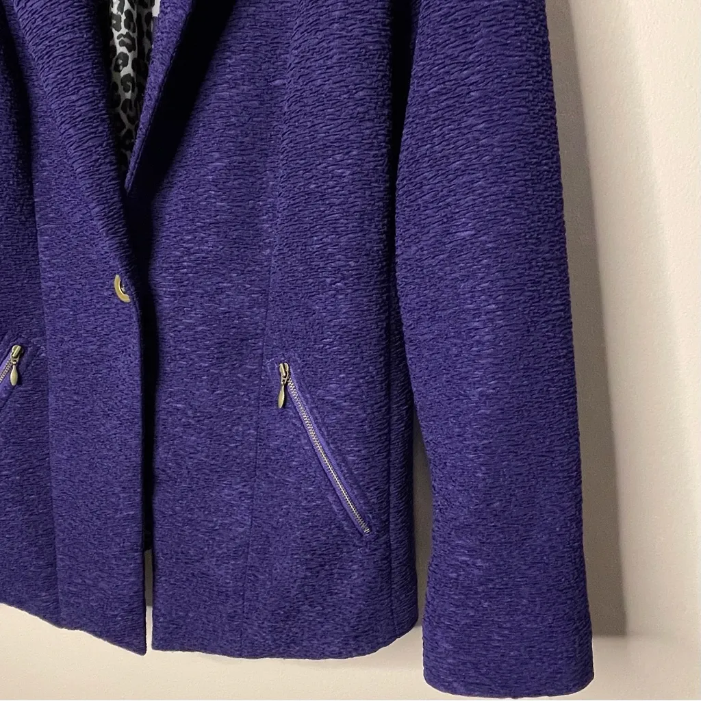 Chico's Textured Single Button Zipper Blazer Jacket (Royal Purple) - 1 (medium) - Image 3
