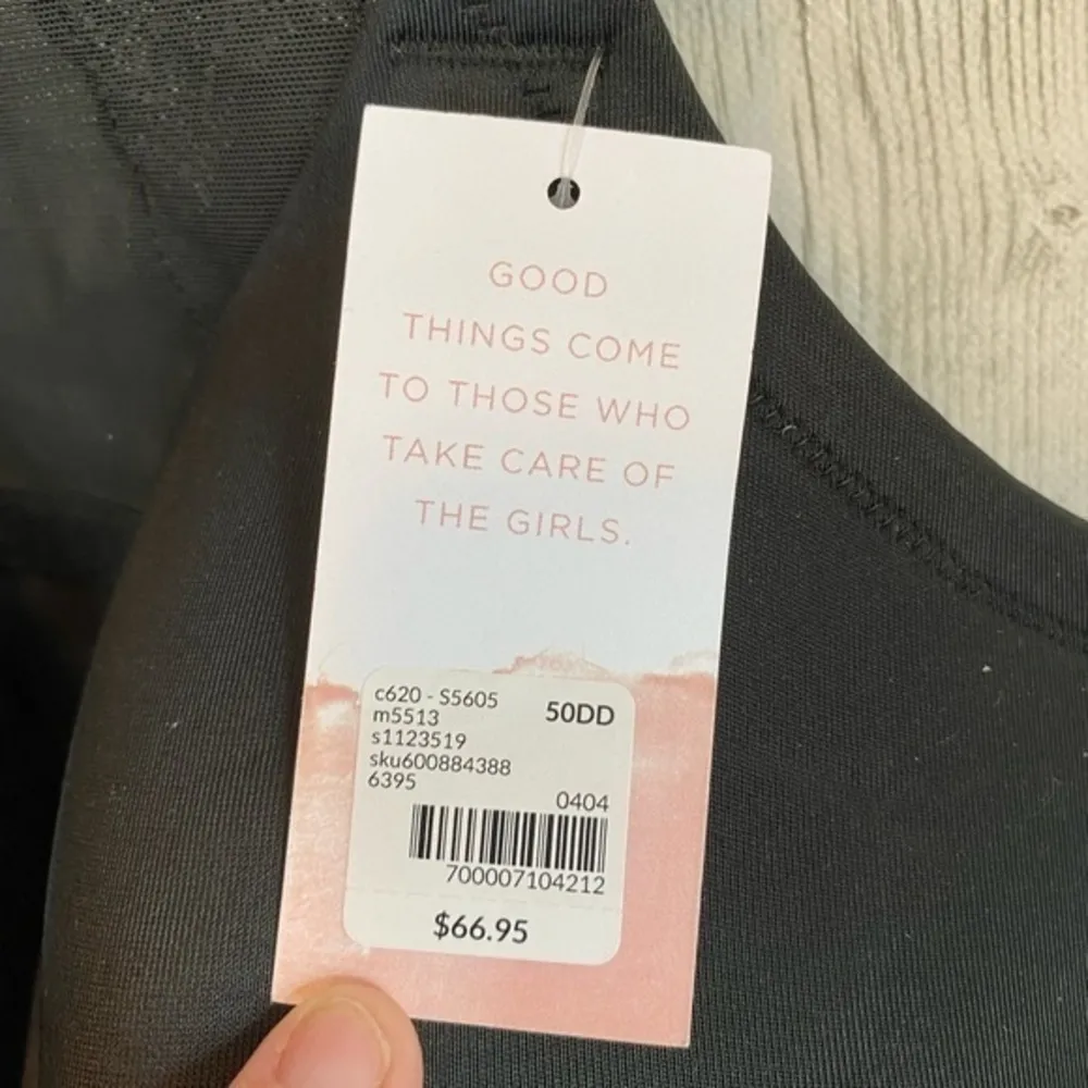 Cacique Front Close Smokth Boost Plunge Bra Lace‎ Racerback Size 50DD Black - Image 4