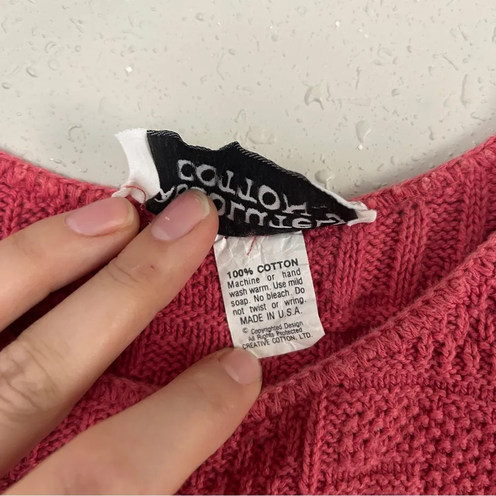 Absolutely Cotton Pink Crop Top Oversized Casual Spring Summer Medium - Image 3